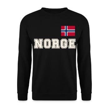 NORWEGN - NORGE Trikot Look - Flagge auf der Brust - Unisex Pullover - Schwarz - Vorne - Alina (178cm) & Michal (187cm)