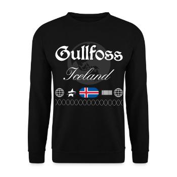 Souvenir de voyage streetwear de l’île Gullfoss - Sweat-shirt Unisexe - noir - Devant - Alina (178cm) & Michal (187cm)
