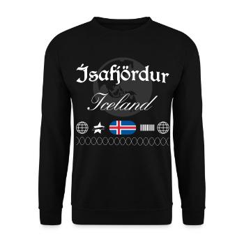 Ísafjörður Island Streetwear Reise Souvenir - Unisex Pullover - Schwarz - Vorne - Alina (178cm) & Michal (187cm)