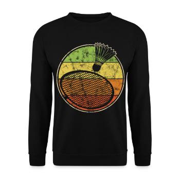Vintage print with badminton racket and shuttlecock - Unisex Sweatshirt - black - Front - Alina (178cm) & Michal (187cm)