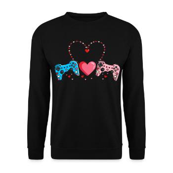 Retro Heart Valentine's Day Design Love - Unisex Sweatshirt - black - Front - Alina (178cm) & Michal (187cm)