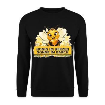 Biene Honig Imker Honigwabe Blumen Wiese Insekt - Unisex Pullover - Schwarz - Vorne - Alina (178cm) & Michal (187cm)