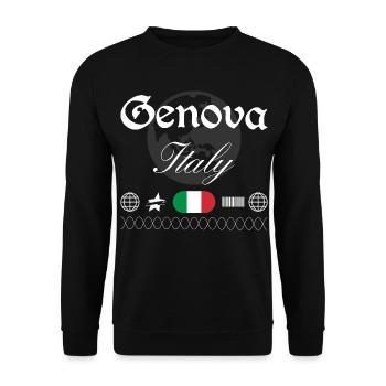 Genua Italien Streetwear Reise Souvenir - Unisex Pullover - Schwarz - Vorne - Alina (178cm) & Michal (187cm)