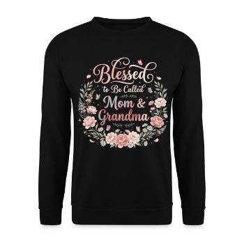 Mom & Grandma | Mom and Grandma Gift - Unisex Sweatshirt - black - Front - Alina (178cm) & Michal (187cm)