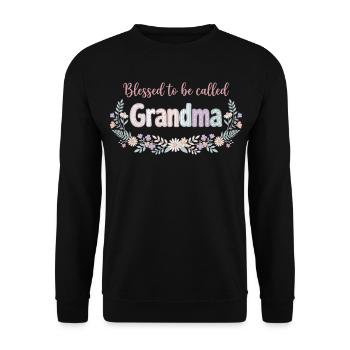 Grandma Grandma Fleurs Cadeau Grand-Mère Cute - Sweat-shirt Unisexe - noir - Devant - Alina (178cm) & Michal (187cm)