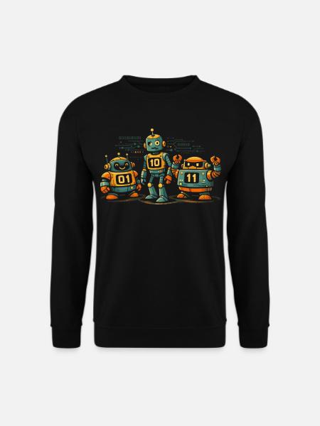 Geek Robots Binärcode Informatik IT - Unisex Pullover - Schwarz