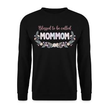 Mommom, Granny Flowers, Cute Grandma Gift - Unisex Sweatshirt - black - Front - Alina (178cm) & Michal (187cm)