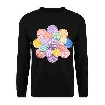 Colorful Flower Patchwork Pillow Vintage Design - Unisex Sweatshirt - black - Front - Alina (178cm) & Michal (187cm)