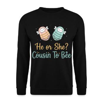 Gender Reveal He Or She Cousin To Bee Baby Shower - Unisex Sweatshirt - black - Front - Alina (178cm) & Michal (187cm)