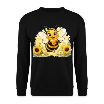 Biene Honig Imker Honigwabe Blumen Wiese Insekt - Unisex Pullover - Schwarz - Vorne - Alina (178cm) & Michal (187cm)
