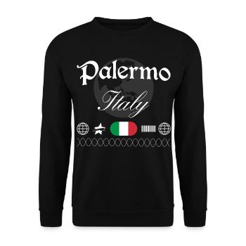 Palermo Italien Streetwear Reise Souvenir - Unisex Pullover - Schwarz - Vorne - Alina (178cm) & Michal (187cm)