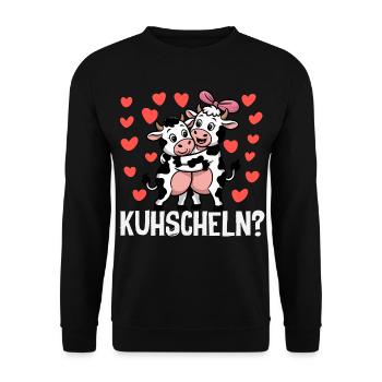 Kuhscheln Kuscheln Süße Kühe Liebe Kuh Paar - Unisex Pullover - Schwarz - Vorne - Alina (178cm) & Michal (187cm)
