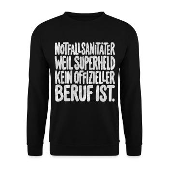 Notfallsanitäter weil superheld kein offizieller - Unisex Pullover - Schwarz - Vorne - Alina (178cm) & Michal (187cm)