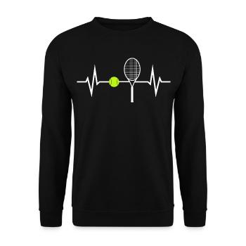 Tennis Love ECG Heartbeat Heart Rate Pulse - Unisex Sweatshirt - black - Front - Alina (178cm) & Michal (187cm)