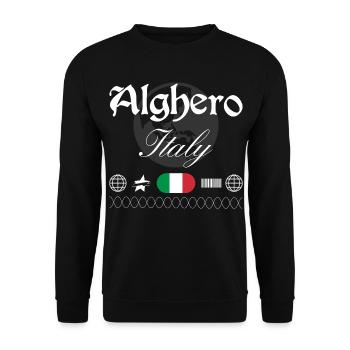 Alghero Italien Streetwear Reise Souvenir - Unisex Pullover - Schwarz - Vorne - Alina (178cm) & Michal (187cm)