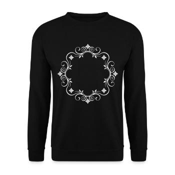 Ornament Ring Flower Frame White - Desired Text - Unisex Sweatshirt - black - Front - Alina (178cm) & Michal (187cm)