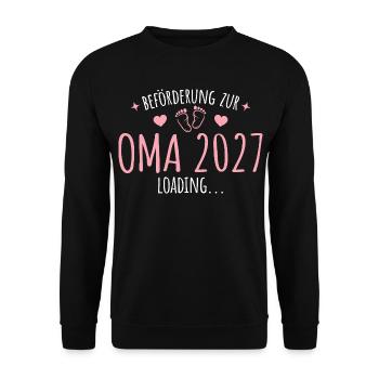 Schwangerschaft Verkünden Oma 2027 - Unisex Pullover - Schwarz - Vorne - Alina (178cm) & Michal (187cm)