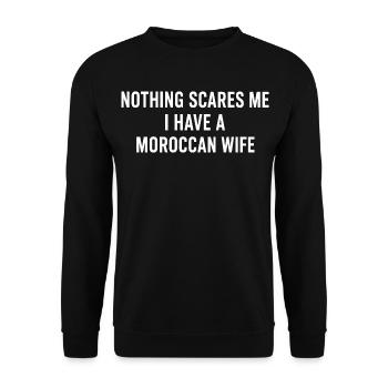 Femme Marocaine Humour Mariage Homme Cadeau - Sweat-shirt Unisexe - noir - Devant - Alina (178cm) & Michal (187cm)