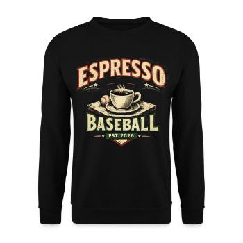 Espresso Baseball Est 2026 Retro Coffee Sport - Unisex Sweatshirt - black - Front - Alina (178cm) & Michal (187cm)