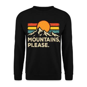 Mountains Please. Outdoor Wandern - Unisex Pullover - Schwarz - Vorne - Alina (178cm) & Michal (187cm)