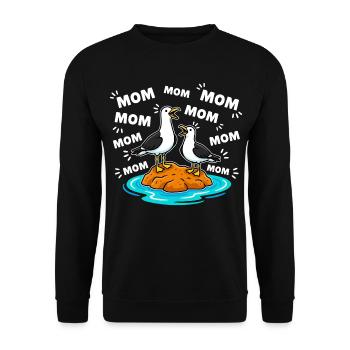 Mom Mom Mom - Lustige Möwen Kinder - Unisex Pullover - Schwarz - Vorne - Alina (178cm) & Michal (187cm)