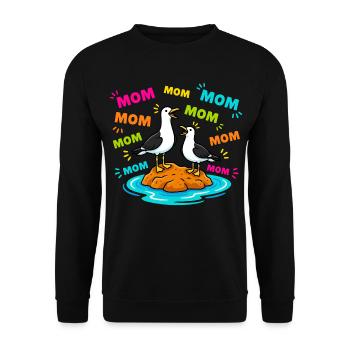 Maman Maman Maman - Mouettes drôles Enfants - Sweat-shirt Unisexe - noir - Devant - Alina (178cm) & Michal (187cm)