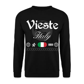 Vieste Italy Streetwear Travel Souvenir - Unisex Sweatshirt - black - Front - Alina (178cm) & Michal (187cm)