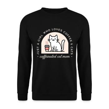 Katzenmama und Kaffeeliebhaberin - Unisex Pullover - Schwarz - Vorne - Alina (178cm) & Michal (187cm)
