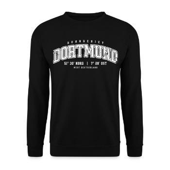 Dortmund GPS Design – Ruhrgebiet College Stil - Unisex Pullover - Schwarz - Vorne - Alina (178cm) & Michal (187cm)