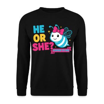 Gender Reveal He Or She Cousin To Bee Baby Shower - Unisex Sweatshirt - black - Front - Alina (178cm) & Michal (187cm)