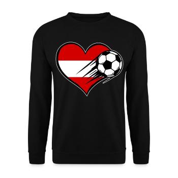 Austria Flag Football with Heart - Unisex Sweatshirt - black - Front - Alina (178cm) & Michal (187cm)