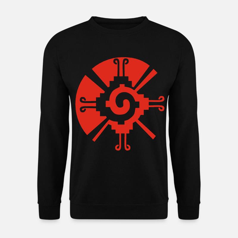 Sonnengeometrisches Muster (Rot) - Unisex Pullover - Schwarz
