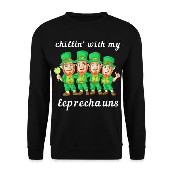 Chillin With My Leprechauns St Patricks Day - Unisex Sweatshirt - black - Front - Alina (178cm) & Michal (187cm)