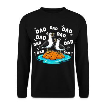 Papa Papa Papa - Drôles Mouettes Enfants - Sweat-shirt Unisexe - noir - Devant - Alina (178cm) & Michal (187cm)