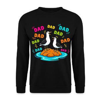 Papa Papa Papa - Drôles Mouettes Enfants - Sweat-shirt Unisexe - noir - Devant - Alina (178cm) & Michal (187cm)
