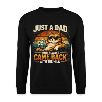 Daddy Cat Milk Humor | Vatertagsgeschenk Drôl - Unisex Pullover - Schwarz - Vorne - Alina (178cm) & Michal (187cm)