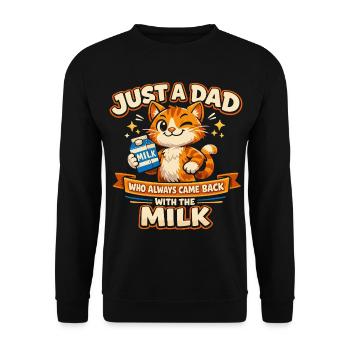 Humor Dad Cat Milk Father's Day Gift - Unisex Sweatshirt - black - Front - Alina (178cm) & Michal (187cm)