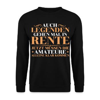 Rente Abschied Kollege Humorvoller Renteneintritt - Unisex Pullover - Schwarz - Vorne - Alina (178cm) & Michal (187cm)