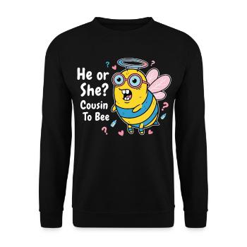 Révélation du sexe Baby shower Il/Elle, cousin à abeille - Sweat-shirt Unisexe - noir - Devant - Alina (178cm) & Michal (187cm)
