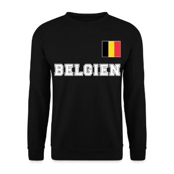 BELGIEN Trikot Look - Nationalflagge Fahne Flagge - Unisex Pullover - Schwarz - Vorne - Alina (178cm) & Michal (187cm)