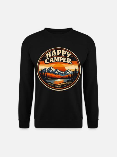 Happy Camper Camping Vintage | Na Hiking Gift - Unisex Pullover - Schwarz