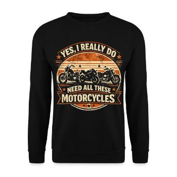 Need All These Motorcycles | Retro Biker Humor - Unisex Sweatshirt - black - Front - Alina (178cm) & Michal (187cm)