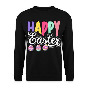 Joyeuse Pâques, douce chasse aux œufs du lapin, œufs de Pâques - Sweat-shirt Unisexe - noir - Devant - Alina (178cm) & Michal (187cm)