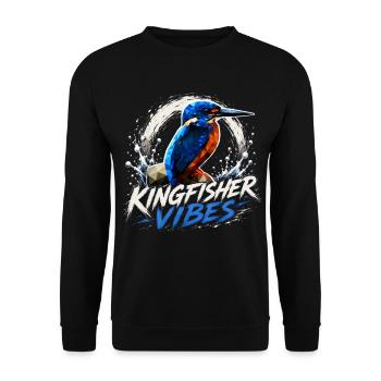 Kingfisher Vibes Vogeldesign - Unisex Pullover - Schwarz - Vorne - Alina (178cm) & Michal (187cm)
