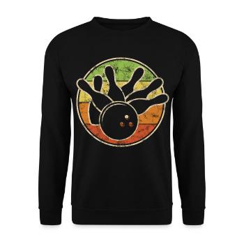 Vintage Bowling Kegel Mit Kugel Für Kegel Club - Unisex Pullover - Schwarz - Vorne - Alina (178cm) & Michal (187cm)