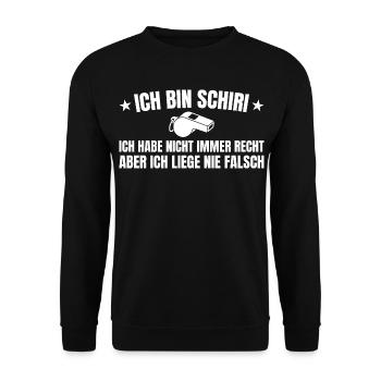 Schiri Hat nicht immer recht Schiedsrichter - Unisex Pullover - Schwarz - Vorne - Alina (178cm) & Michal (187cm)