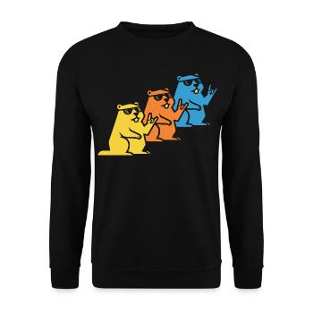 Murmeltier Sonnenbrille Rock On - Unisex Pullover - Schwarz - Vorne - Alina (178cm) & Michal (187cm)