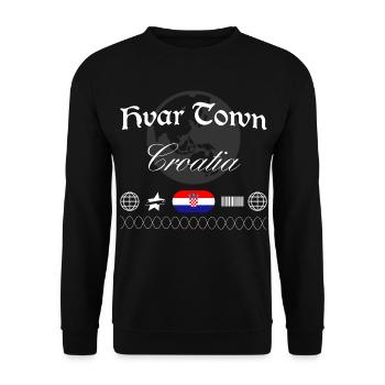 Hvar Kroatien Streetwear Reise Souvenir - Unisex Pullover - Schwarz - Vorne - Alina (178cm) & Michal (187cm)