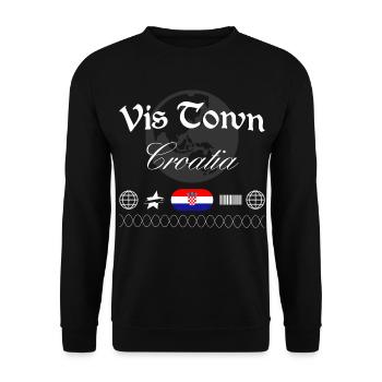 Vis Croatia Streetwear Travel Souvenir - Unisex Sweatshirt - black - Front - Alina (178cm) & Michal (187cm)