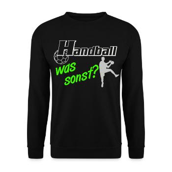 Handball Was Sonst Silhouetten - Unisex Pullover - Schwarz - Vorne - Alina (178cm) & Michal (187cm)